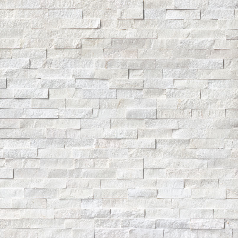 Rockmount Marble Stacked Stone Panel 6X24 Cosmic White Splitface