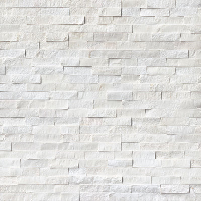 Rockmount Marble Stacked Stone Panel 6X24 Cosmic White Splitface