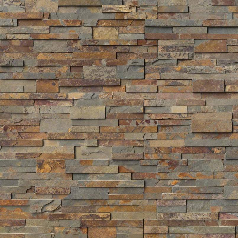 Rockmount Slate Stacked Stone Panel 6X24 Gold Rush Splitface