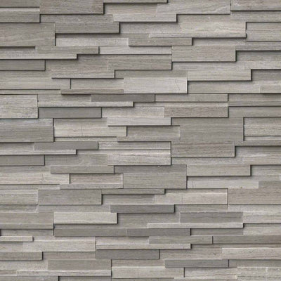 Rockmount Marble Stacked Stone Panel 6X24 Gray Oak Honed