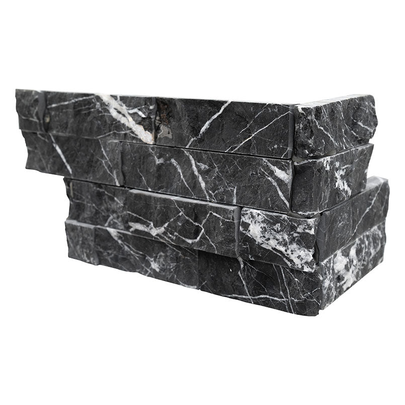 Rockmount Marble Ledger Corner 6X18 Marquina Nero Splitface