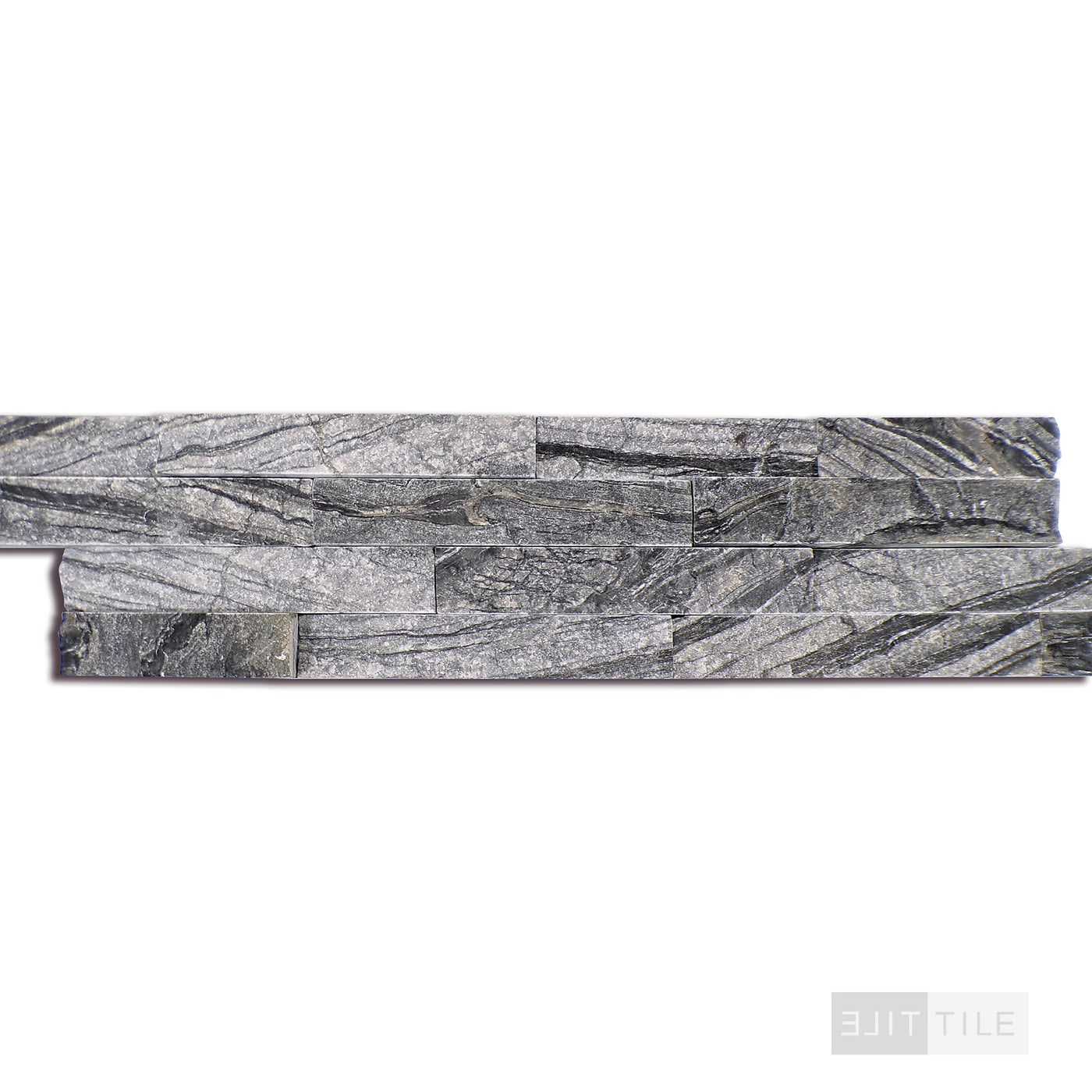 Rockmount Marble Stacked Stone Panel 6X24 Black Splitface