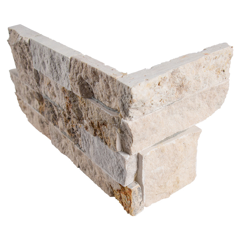 Rockmount Travertine Ledger Corner 6X18 Philadelphia Splitface