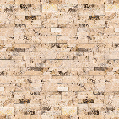 Rockmount Travertine Stacked Stone Panel 6X24 Philadelphia Splitface