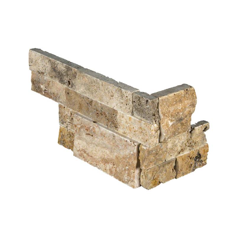 Rockmount Travertine Ledger Corner 6X18 Scabas Travertine Splitface