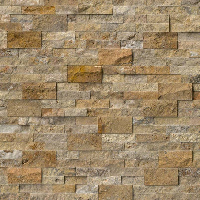 Rockmount Travertine Stacked Stone Panel 6X24 Scabas Travertine Splitface