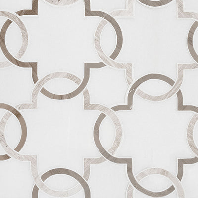 Bianco Dolomite Mosaics Quarterfoil Marble Mosaic Pattern 0 Polished