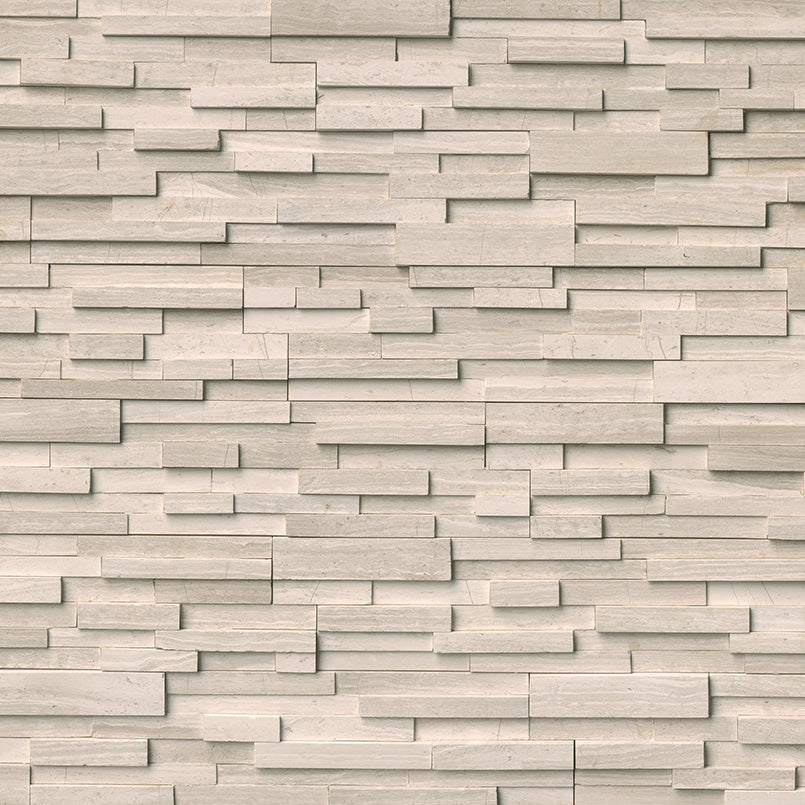 Rockmount Marble Stacked Stone Panel 6X24 White Oak (3D) Honed