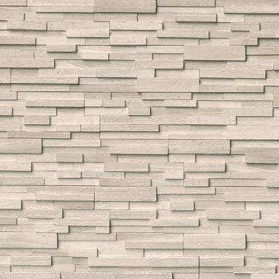 Rockmount Marble Stacked Stone Panel 6X24 White Oak (3D) Honed