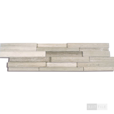 Rockmount Marble Stacked Stone Panel 6X24 White Oak (3D) Honed