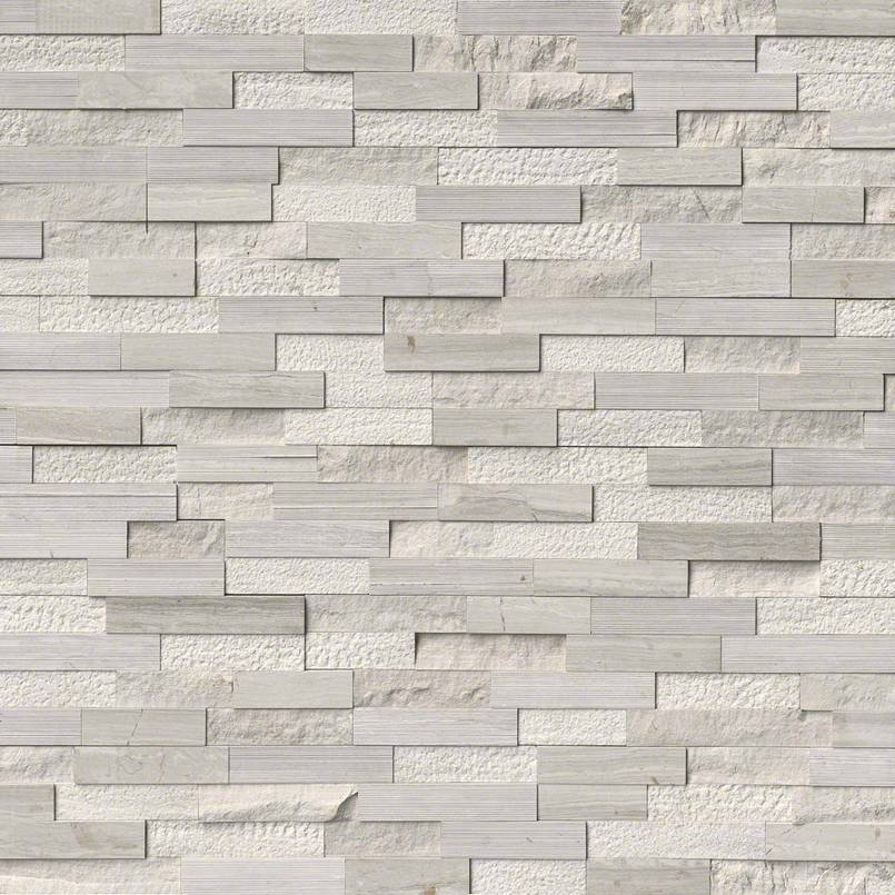 Rockmount Marble Stacked Stone Panel 6X24 White Oak (Multi) Splitface