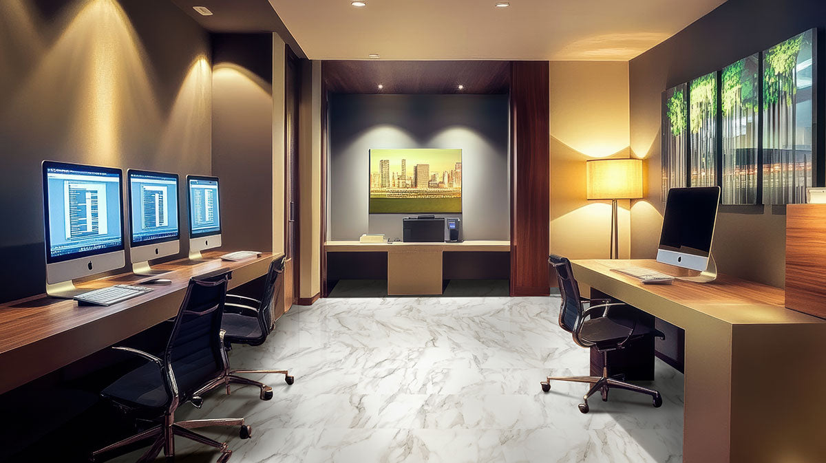 Trecento Calacatta Venosa Gold 12X24 Low Gloss Luxury Vinyl Plank