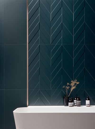 4D Chevron 16X32 Deep Blue Matte