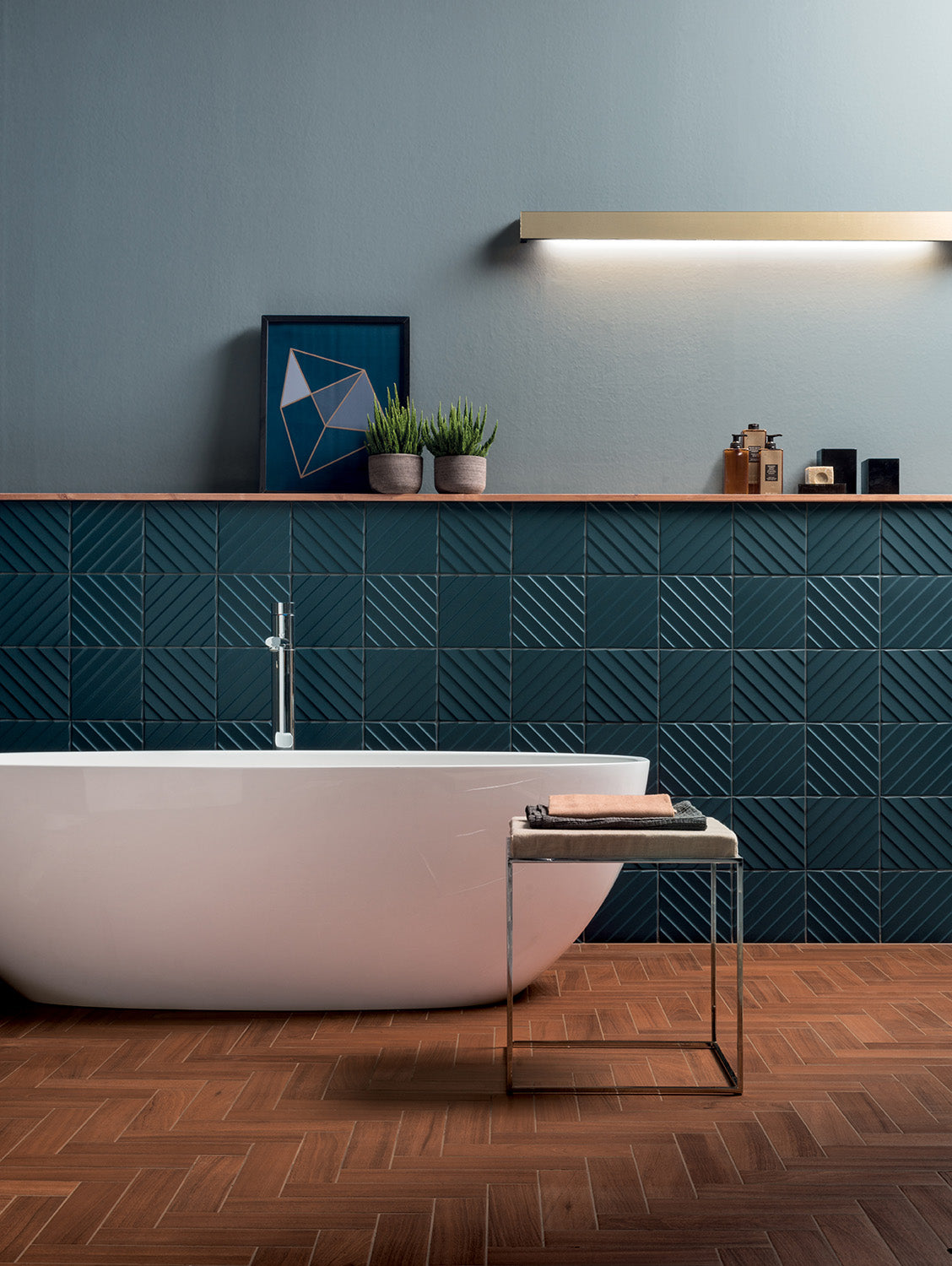 4D Diagonal Square 8X8 Deep Blue Matte