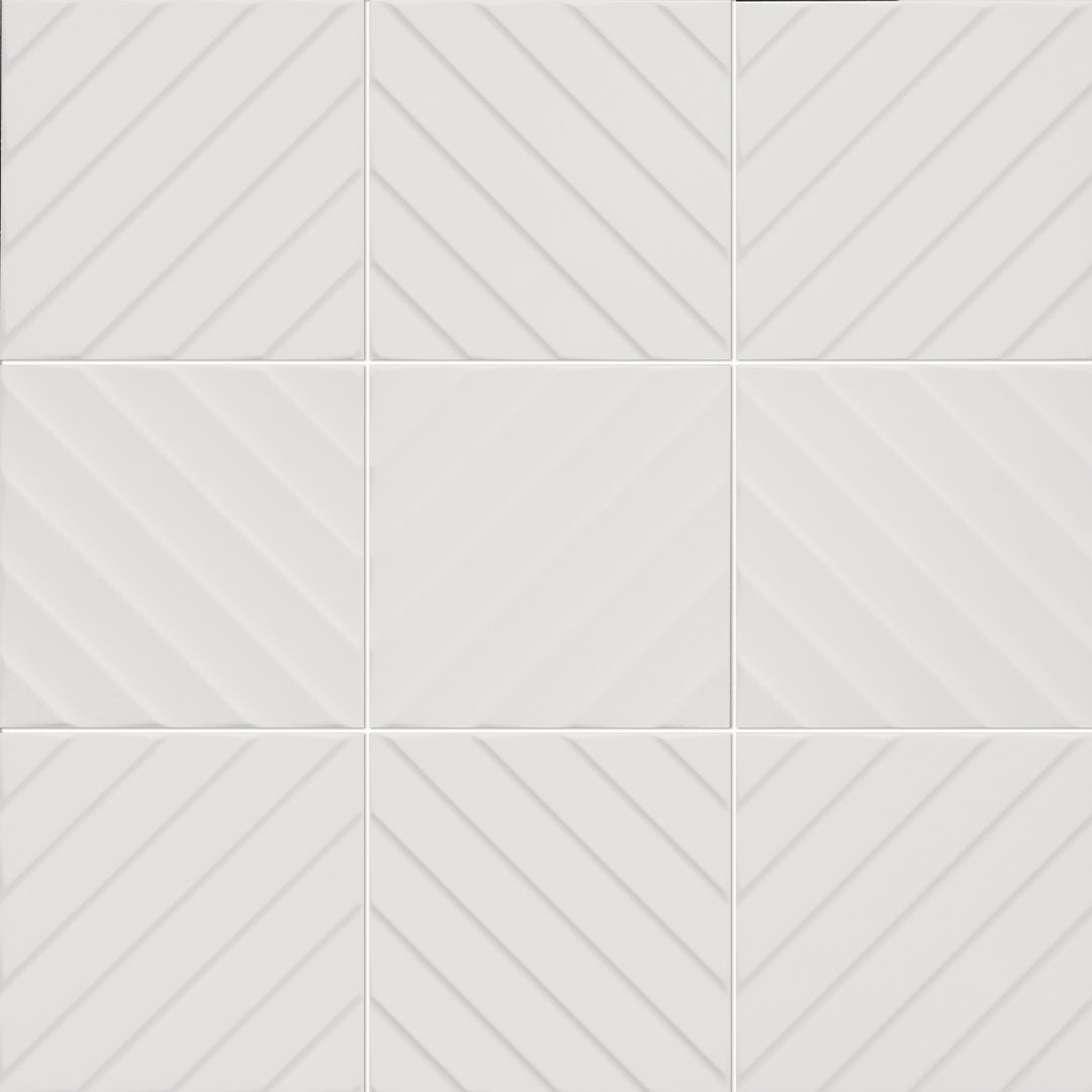 4D Diagonal Square 8X8 White Matte