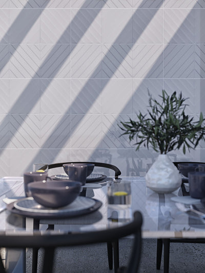 4D Diagonal Square 8X8 White Matte