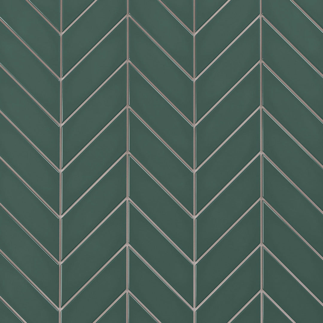 6th Avenue Chevron Mosaic 10-3/8X10 Jade Green Gloss