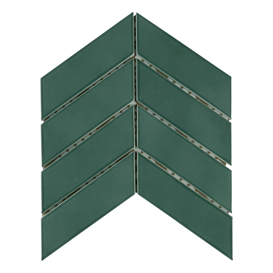 6th Avenue Chevron Mosaic 10-3/8X10 Jade Green Gloss