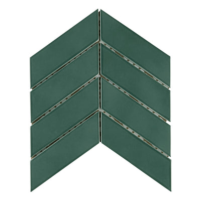 6th Avenue Chevron Mosaic 10-3/8X10 Jade Green Gloss