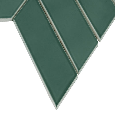 6th Avenue Chevron Mosaic 10-3/8X10 Jade Green Gloss