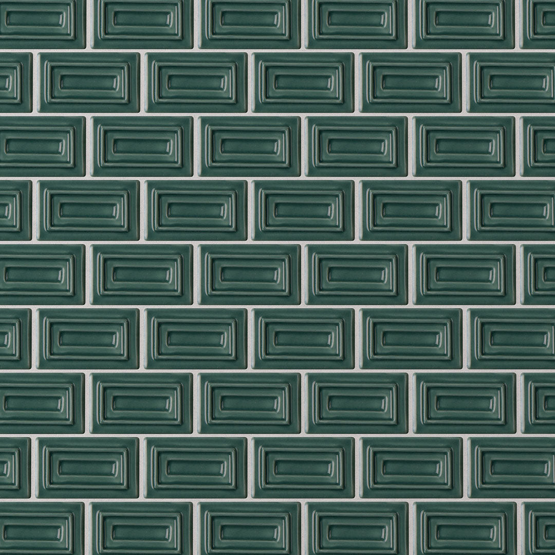 6th Avenue Rectangle Mosaic 10-1/2X11-1/4 Jade Green Gloss