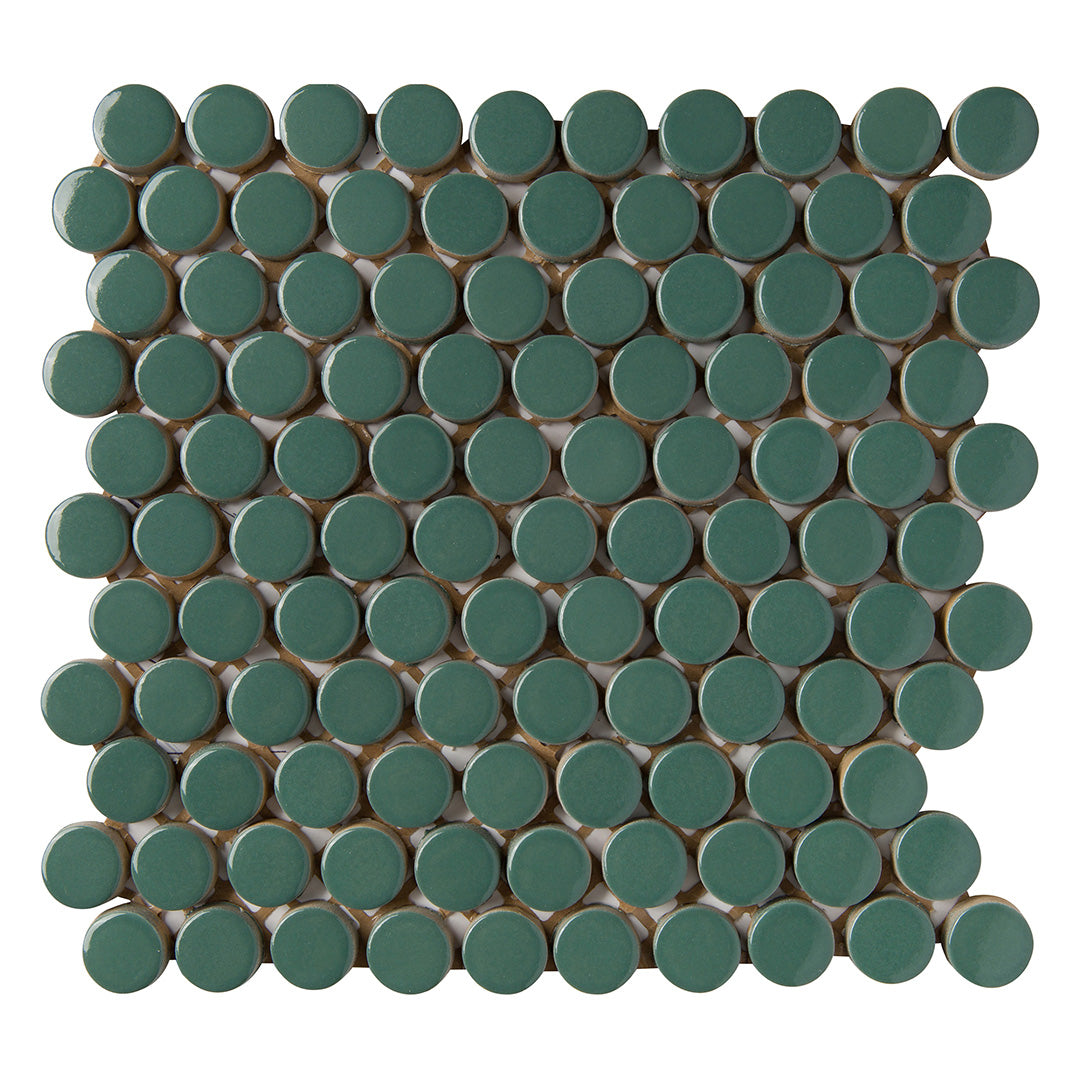 6th Avenue Circle Mosaic 12X12 Jade Green Gloss