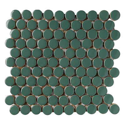 6th Avenue Circle Mosaic 12X12 Jade Green Gloss