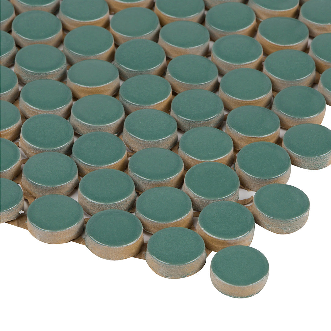 6th Avenue Circle Mosaic 12X12 Jade Green Gloss