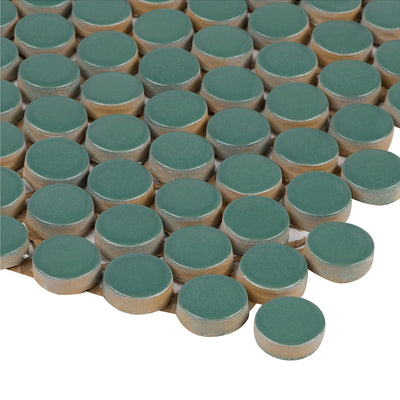 6th Avenue Circle Mosaic 12X12 Jade Green Gloss