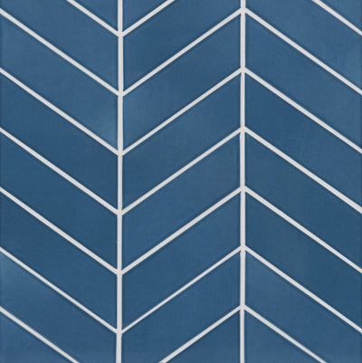 6th Avenue Chevron Mosaic 10-3/8X10 Marlin Blue Gloss