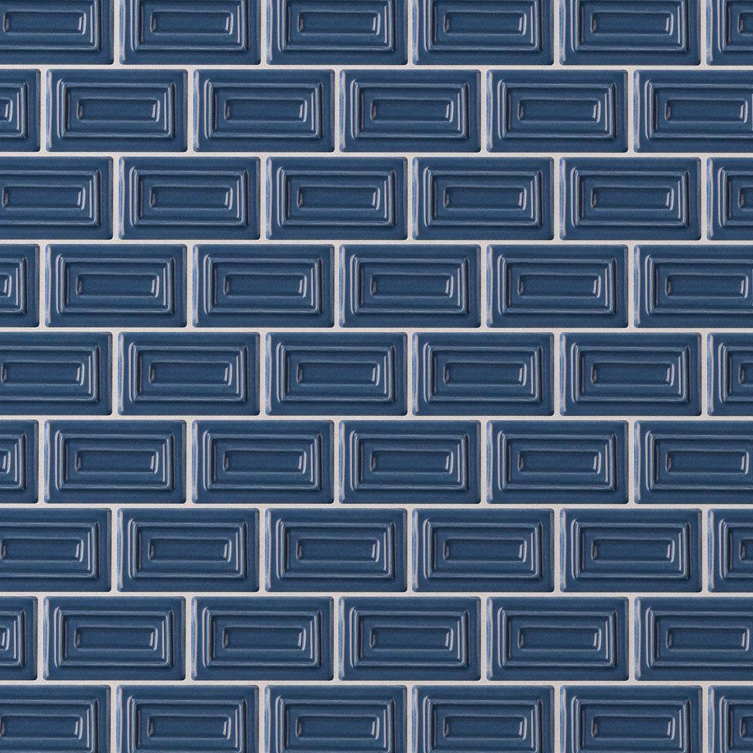 6th Avenue Rectangle Mosaic 10-1/2X11-1/4 Marlin Blue Gloss