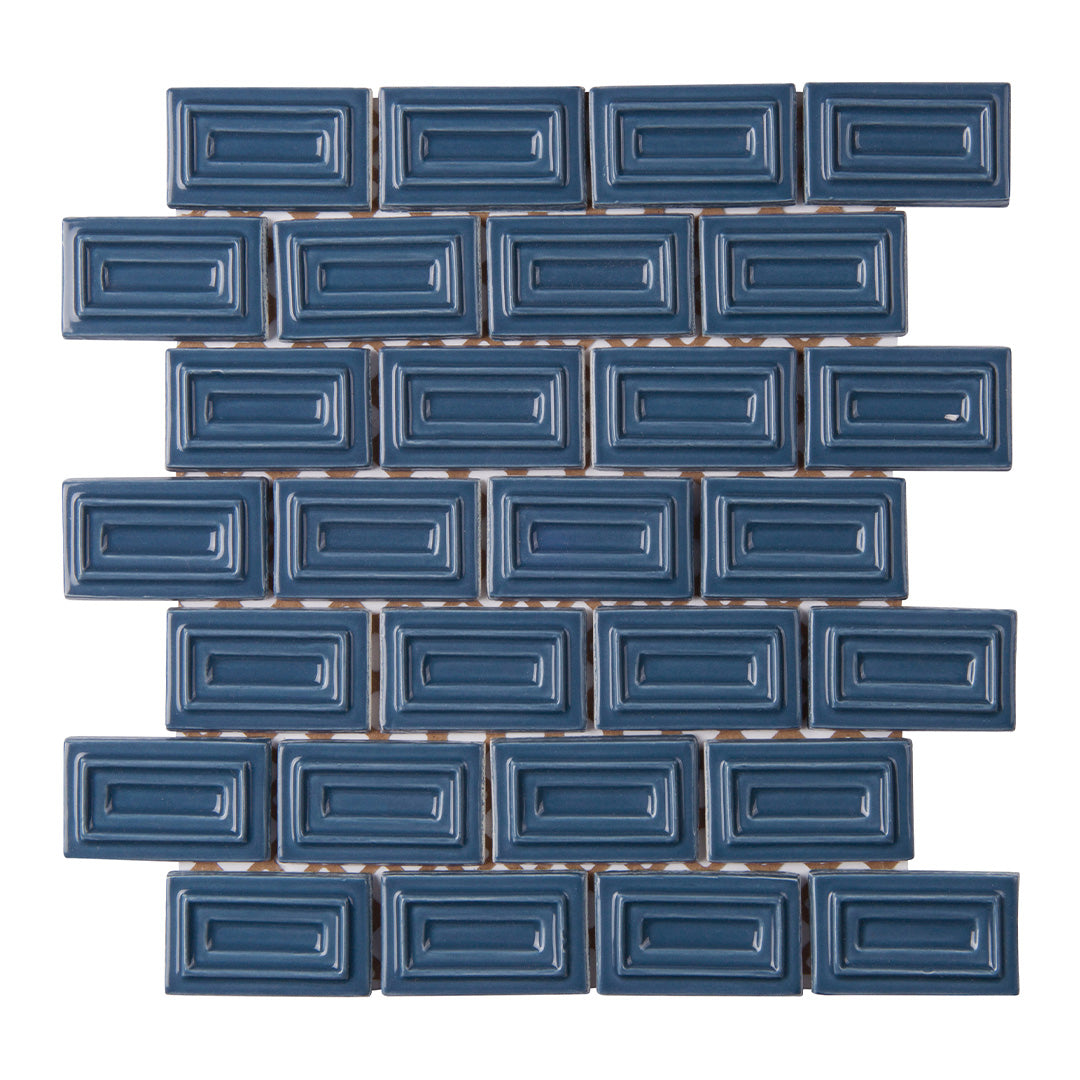 6th Avenue Rectangle Mosaic 10-1/2X11-1/4 Marlin Blue Gloss