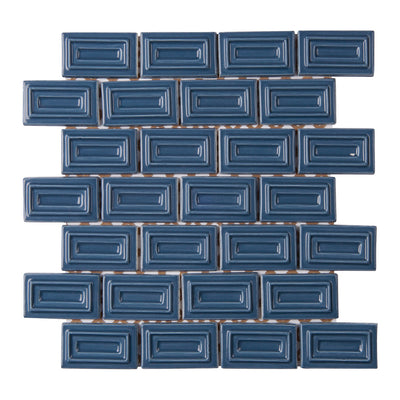 6th Avenue Rectangle Mosaic 10-1/2X11-1/4 Marlin Blue Gloss