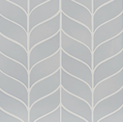 6th Avenue Chevron Mosaic 7-11/16X8-7/8 Pale Sky Gloss