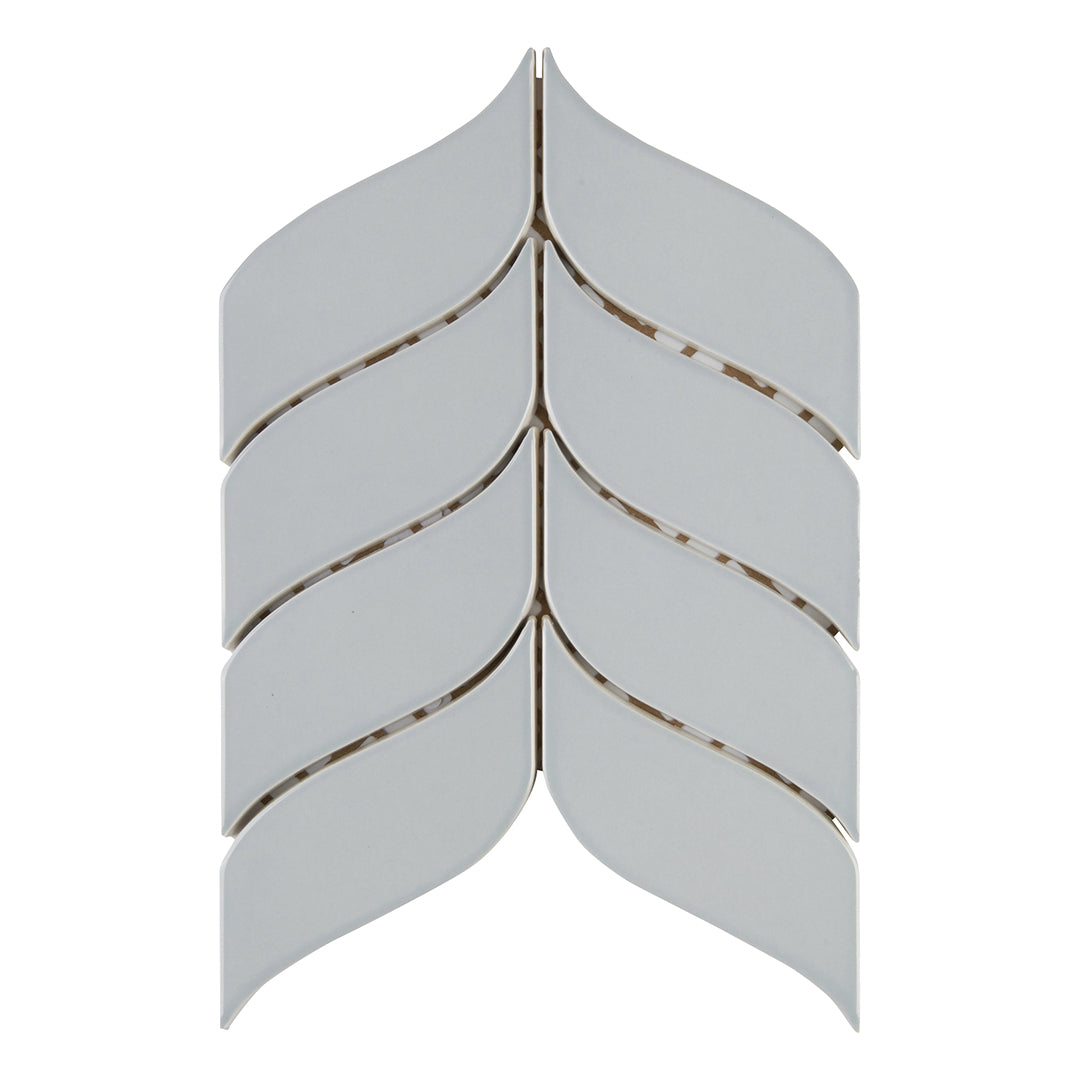 6th Avenue Chevron Mosaic 7-11/16X8-7/8 Pale Sky Gloss