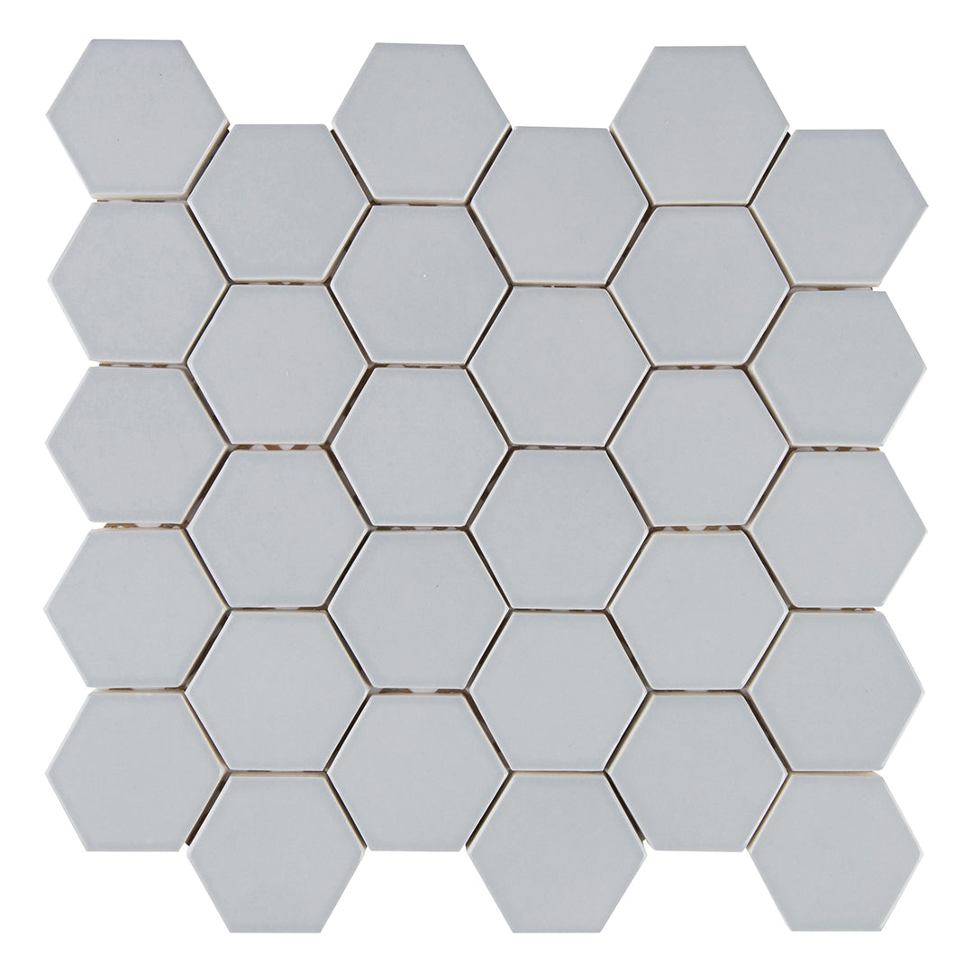 6th Avenue Hexagon Mosaic 10-1/2X11 Pale Sky Gloss
