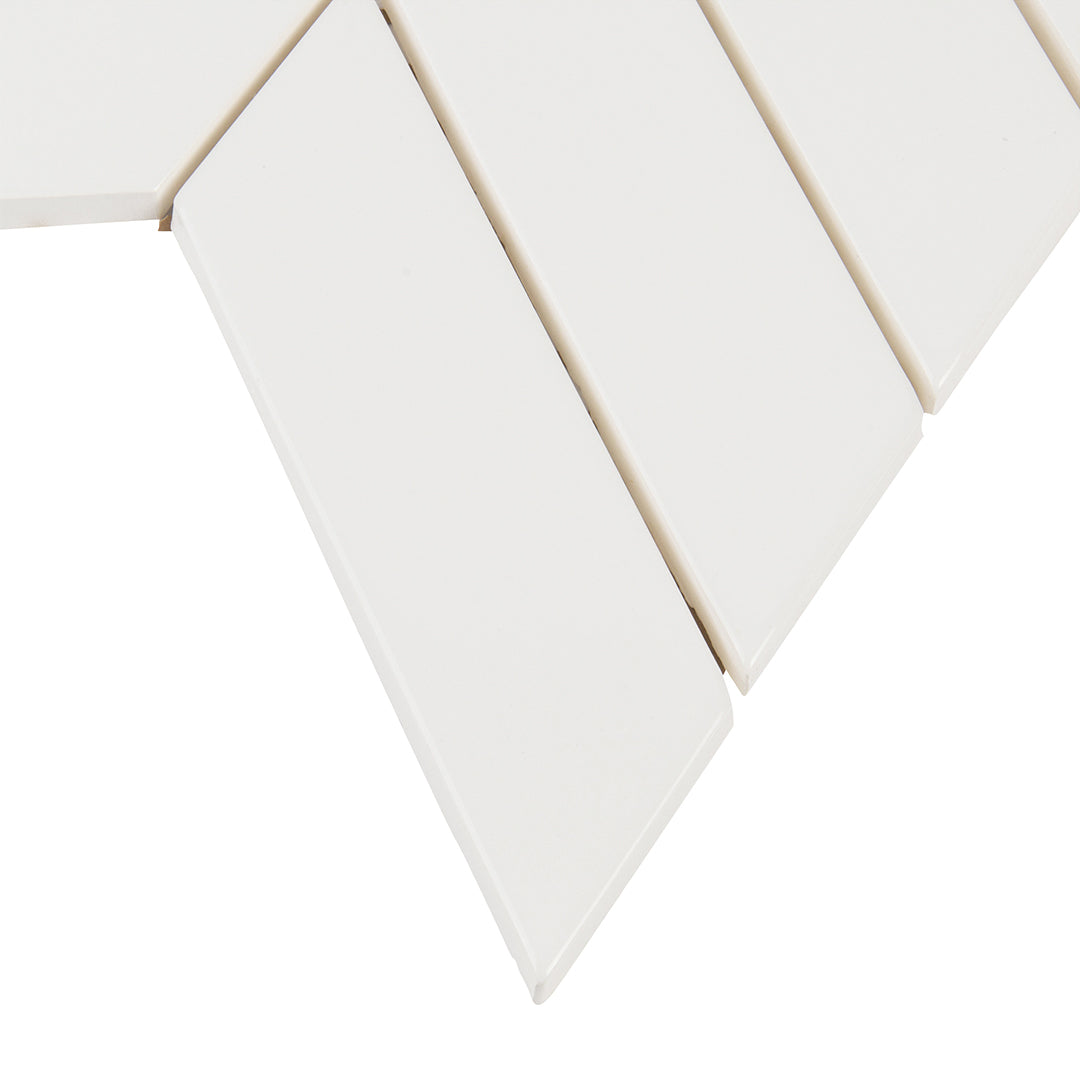 6th Avenue Chevron Mosaic 10-3/8X10 White Gloss