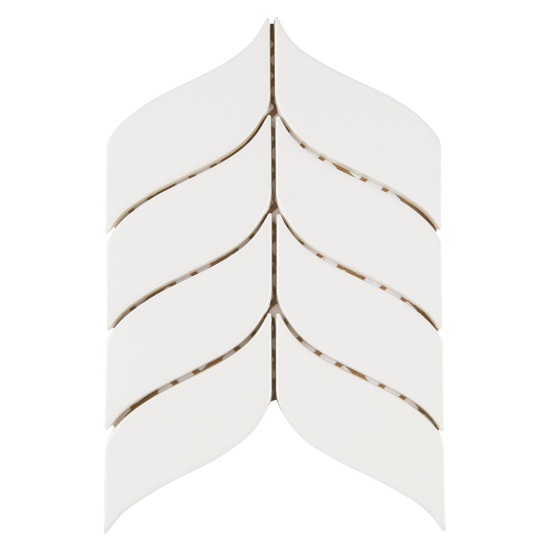 6th Avenue Chevron Mosaic 7-11/16X8-7/8 White Gloss