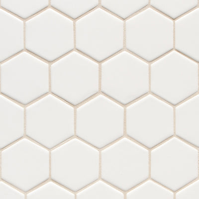 6th Avenue Hexagon Mosaic 10-1/2X11 White Gloss