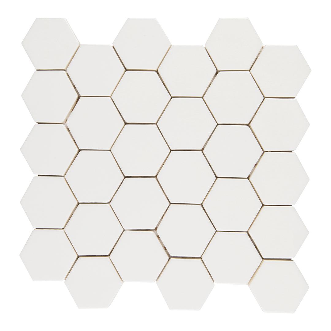 6th Avenue Hexagon Mosaic 10-1/2X11 White Gloss