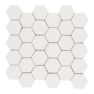 6th Avenue Hexagon Mosaic 10-1/2X11 White Gloss