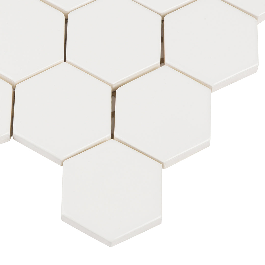 6th Avenue Hexagon Mosaic 10-1/2X11 White Gloss