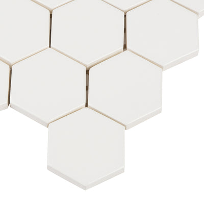 6th Avenue Hexagon Mosaic 10-1/2X11 White Gloss