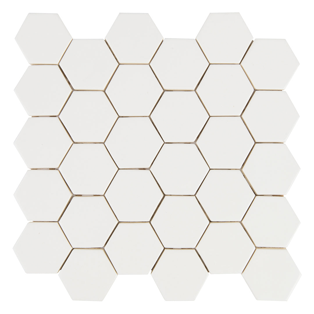 6th Avenue Hexagon Mosaic 10-1/2X11 White Matte