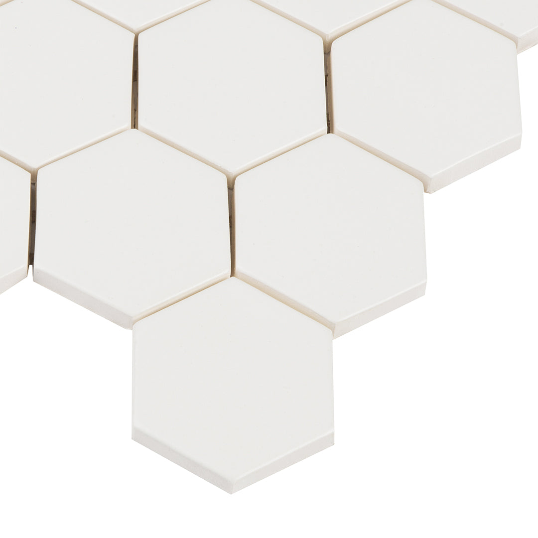 6th Avenue Hexagon Mosaic 10-1/2X11 White Matte