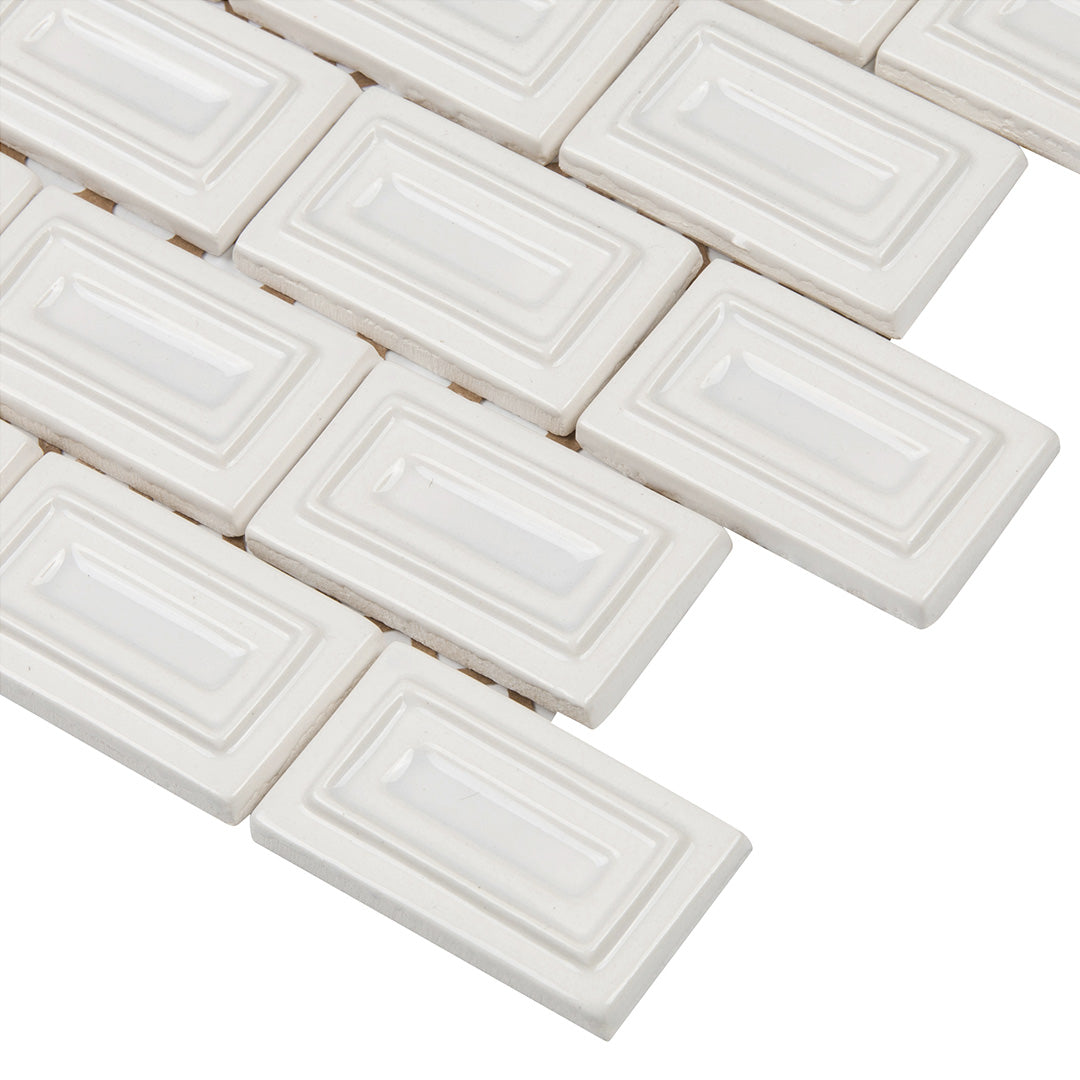 6th Avenue Rectangle Mosaic 10-1/2X11-1/4 White Gloss