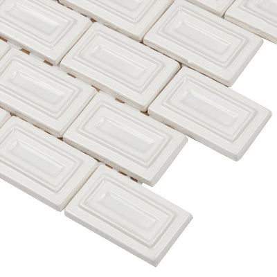 6th Avenue Rectangle Mosaic 10-1/2X11-1/4 White Gloss