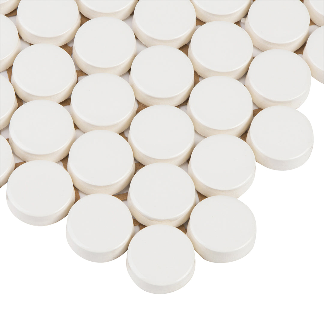 6th Avenue Circle Mosaic 12X12 White Gloss