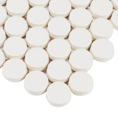 6th Avenue Circle Mosaic 12X12 White Gloss