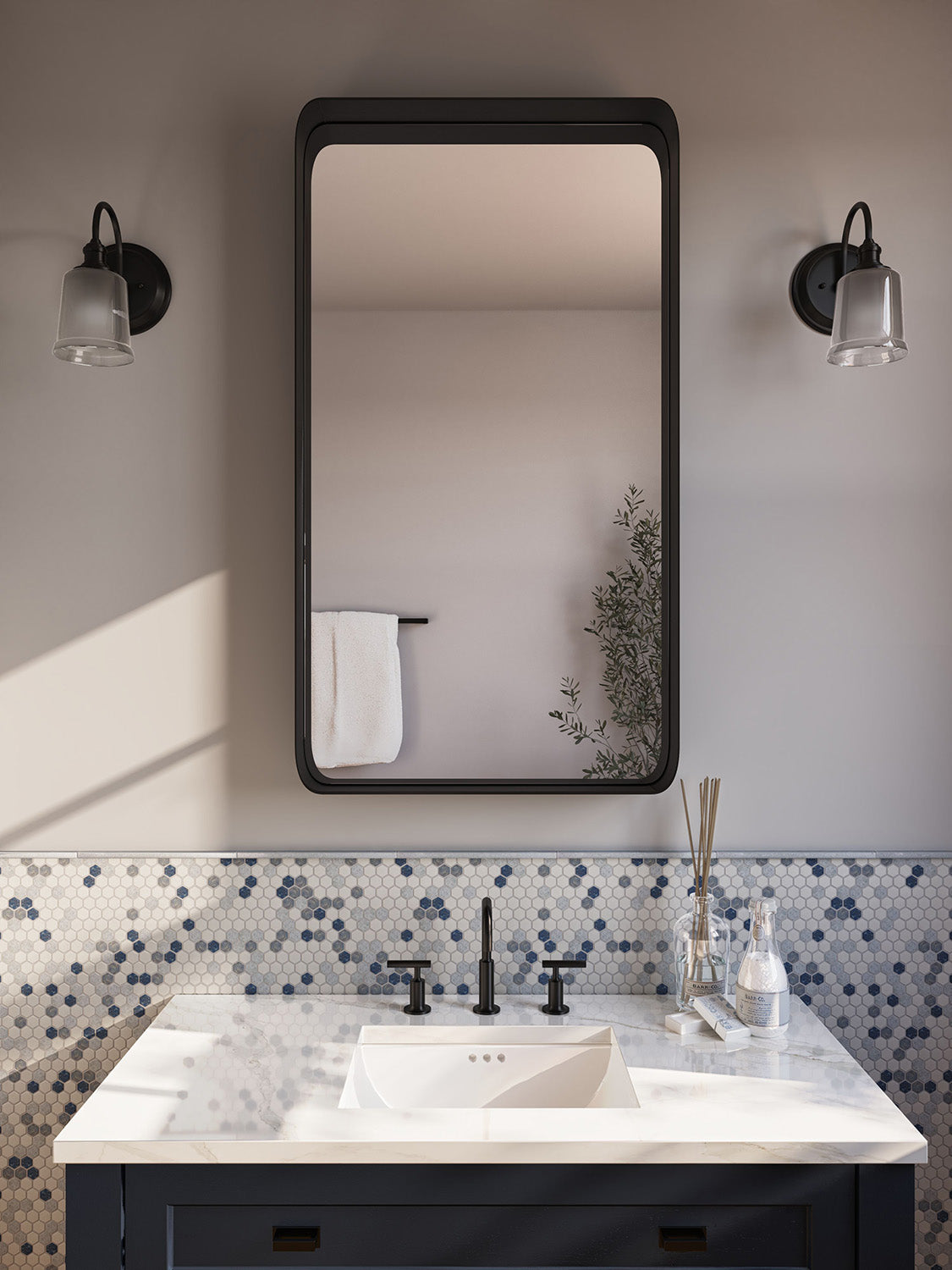 Accent Bleu Hexagon Mosaic 12X12 Multi-Color Polished